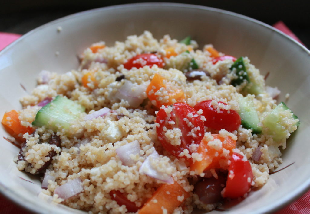 Whole Wheat Couscous Greek Salad - Frolic Through Life